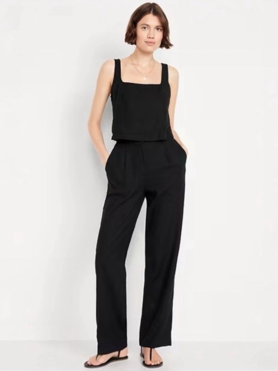 Old Navy Extra High Waist Wide Leg Linen Blend Taylor Trousers